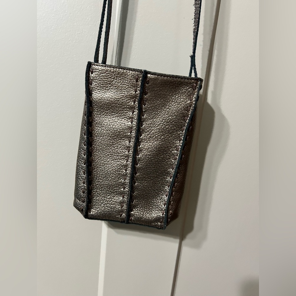 The Sak - Los Feliz Antique Bronze Leather Mini Crossbody w/ Stitching Detail